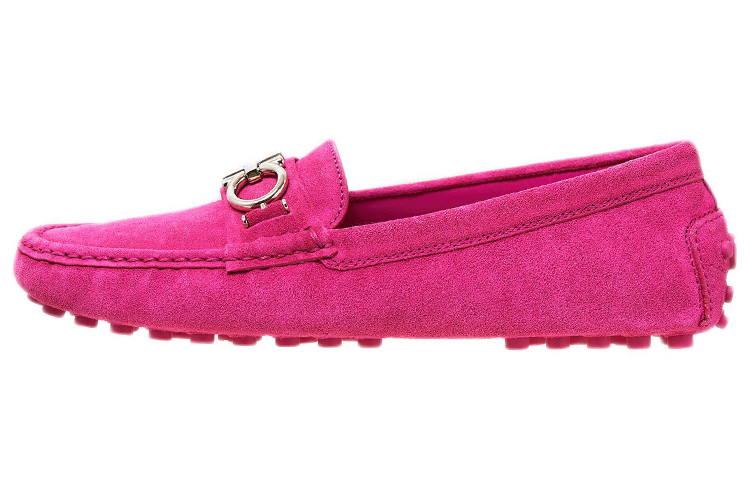 (W) FERRAGAMO Salvatore Leather Buckle Flat 'Pink'