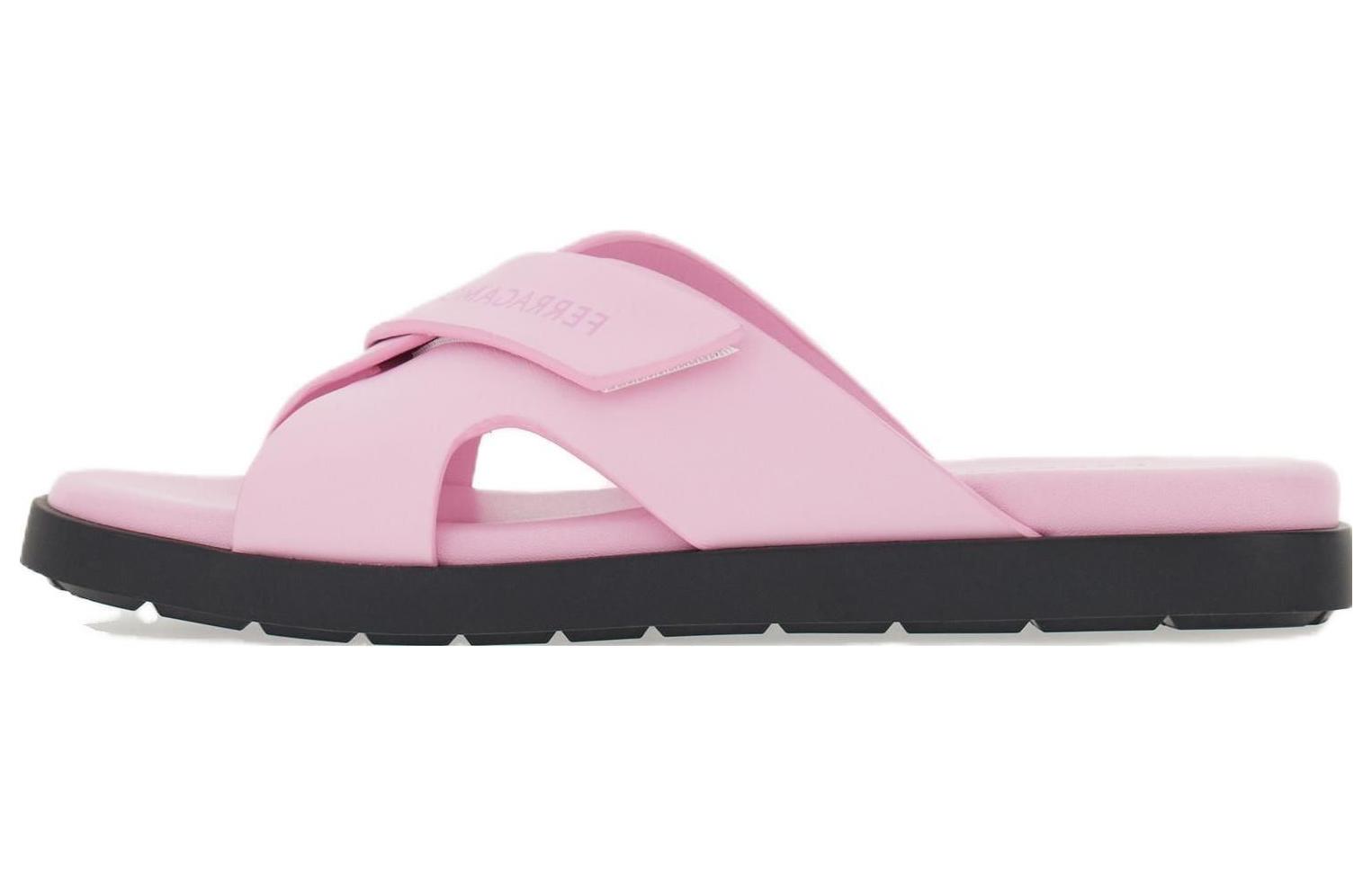 (W) FERRAGAMO Salvatore Leather Cross Strap Slide 'Light Purple'