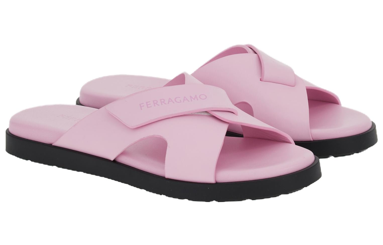 (W) FERRAGAMO Salvatore Leather Cross Strap Slide 'Light Purple' 圖 2