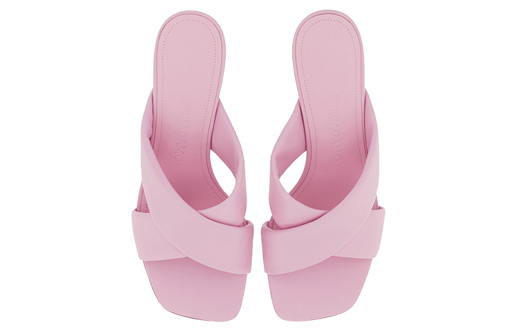 Lookbook FERRAGAMO菲拉格慕 皮革 交叉繫帶 一字拖鞋 5.5cm 女款 粉紅色