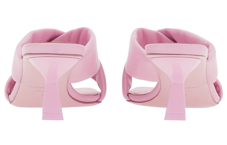 Shop FERRAGAMO菲拉格慕 皮革 交叉繫帶 一字拖鞋 5.5cm 女款 粉紅色