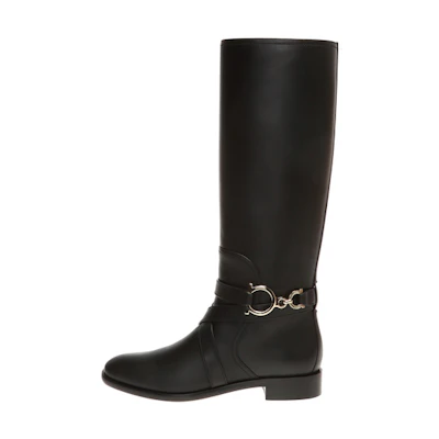 (W) FERRAGAMO Gancini Horse-Bit Knee-High Boots 'Black'