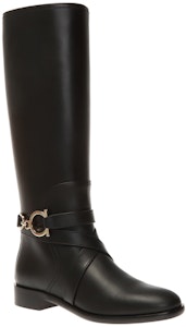 (W) 菲拉格慕高帮黑色金属标志皮革鞋 01Q711-726392 Order (W) 菲拉格慕高帮黑色金属标志皮革鞋 01Q711-726392