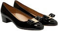 Order (W) FERRAGAMO Salvatore Kasut Tumit Tinggi Kulit Pernis 'Black Bow' 01B221-591963