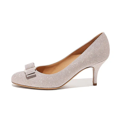 (W) FERRAGAMO Salvatore Leather High Heels 'Pink Sparkle Bow'