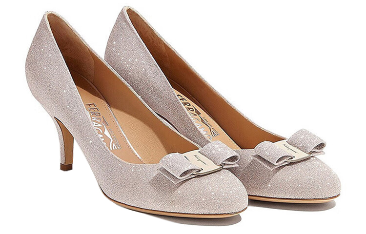 (W) FERRAGAMO Salvatore Leather High Heels 'Pink Sparkle Bow' 圖 2