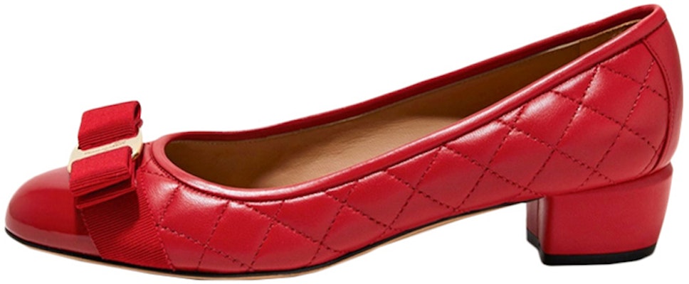 (Women) FERRAGAMO Salvatore Leather High Heels 'Red Grid Bow' 01M832-672118 Buy (Women) FERRAGAMO Salvatore Leather High Heels 'Red Grid Bow' 01M832-672118