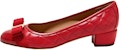 (W) Tumit Tinggi Kulit FERRAGAMO Salvatore 'Red Grid Bow' 01M832-672118