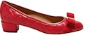 (W) Tumit Tinggi Kulit FERRAGAMO Salvatore 'Red Grid Bow' 01M832-672118