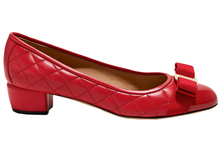 Order (W) FERRAGAMO Salvatore Leder High Heels ''Rotes Gitter Schleife'' 01M832-672118