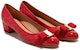 (W) Tumit Tinggi Kulit FERRAGAMO Salvatore 'Red Grid Bow' 01M832-672118