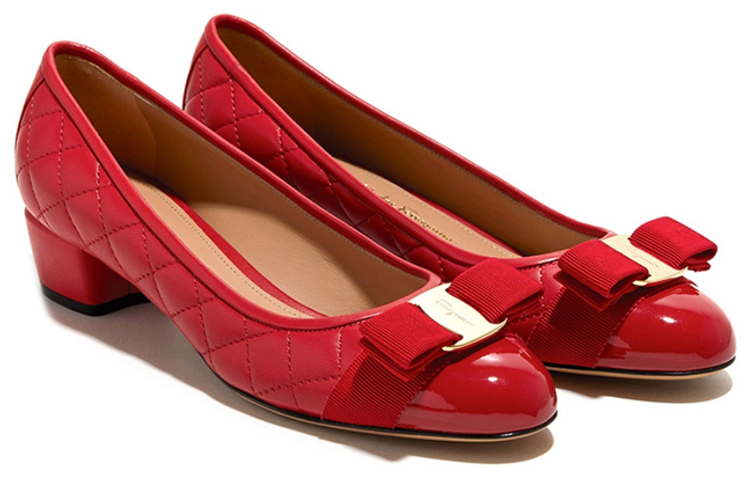 Lookbook (W) FERRAGAMO Salvatore Leder High Heels ''Rotes Gitter Schleife'' 01M832-672118