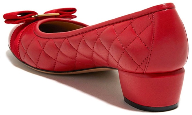 (Women) FERRAGAMO Salvatore Leather High Heels 'Red Grid Bow' 01M832-672118 Purchase (Women) FERRAGAMO Salvatore Leather High Heels 'Red Grid Bow' 01M832-672118