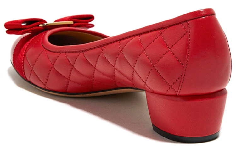 Purchase (W) FERRAGAMO Salvatore Leder High Heels ''Rotes Gitter Schleife'' 01M832-672118