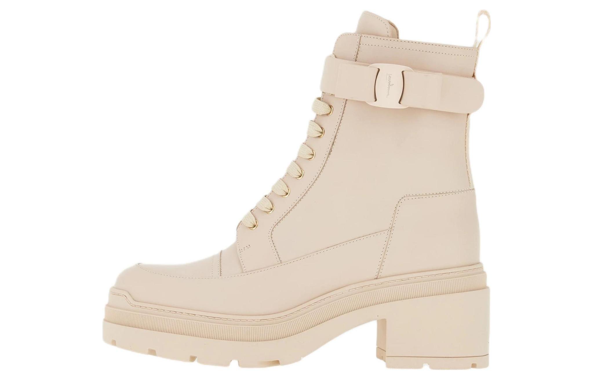 (Women) FERRAGAMO Salvatore Leather Lace-Up Ankle Boot 'Beige' 01D634-753733