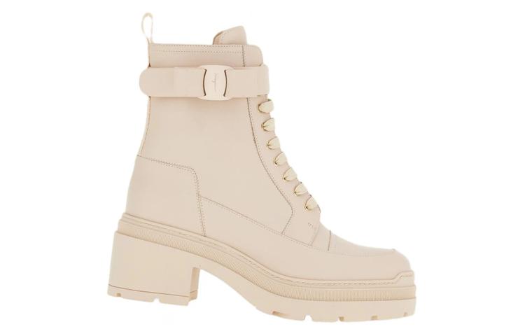 Order (W) FERRAGAMO Salvatore But Ankle Berwarna Beige Kulit Bertali 01D634-753733
