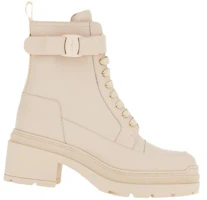 Order FERRAGAMO菲拉格慕 皮革 繫帶 時尚短靴 女款 米色