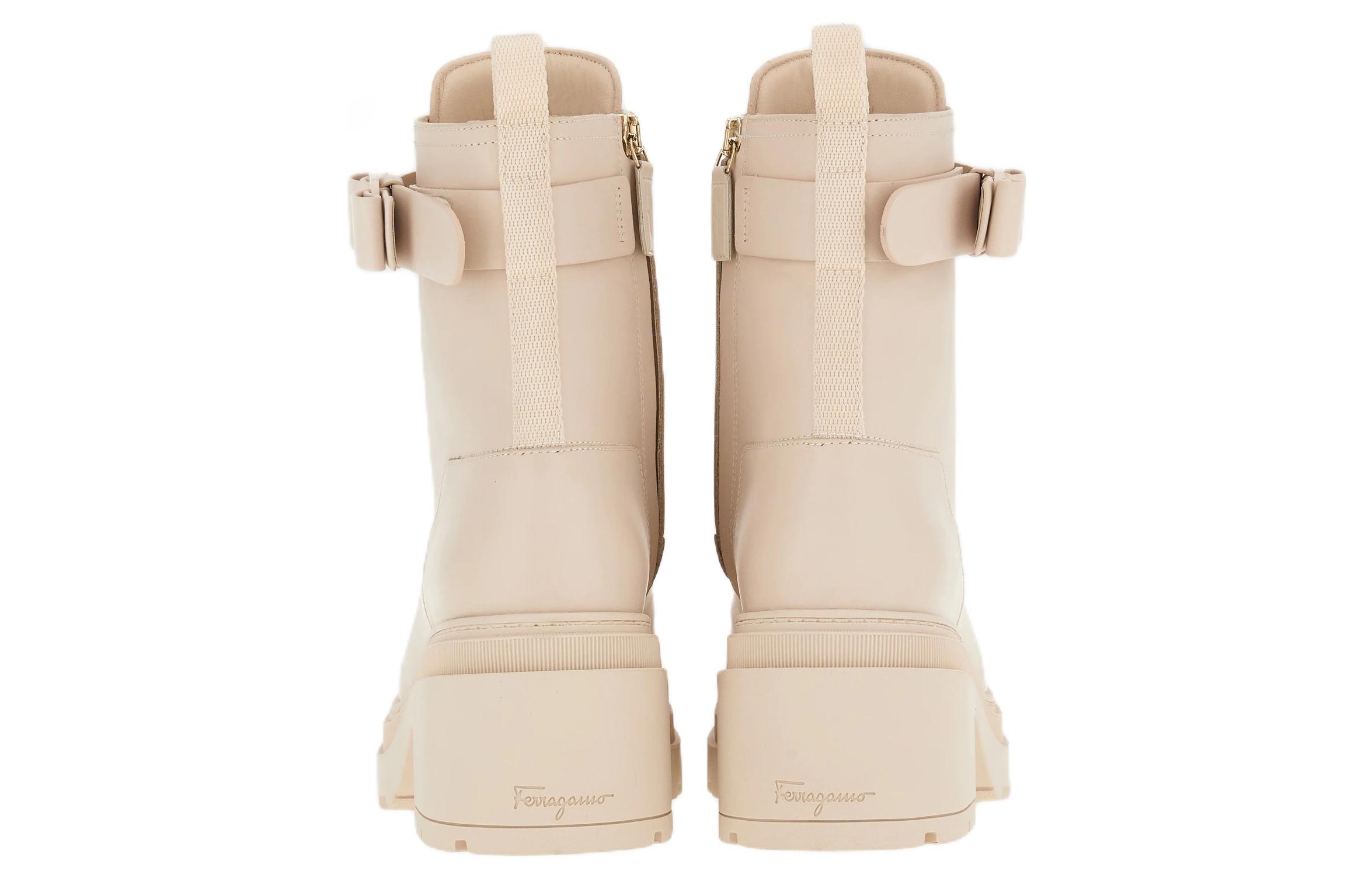 Purchase (W) FERRAGAMO Salvatore But Ankle Berwarna Beige Kulit Bertali 01D634-753733