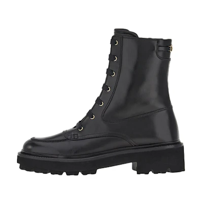 (W) FERRAGAMO Leather Combat Boots 'Black'
