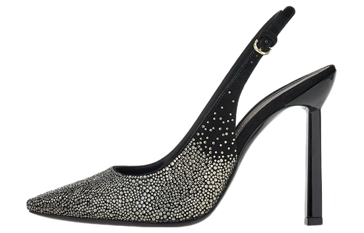 (W) FERRAGAMO Salvatore Leather Mule High Heels 'Black Buckle'