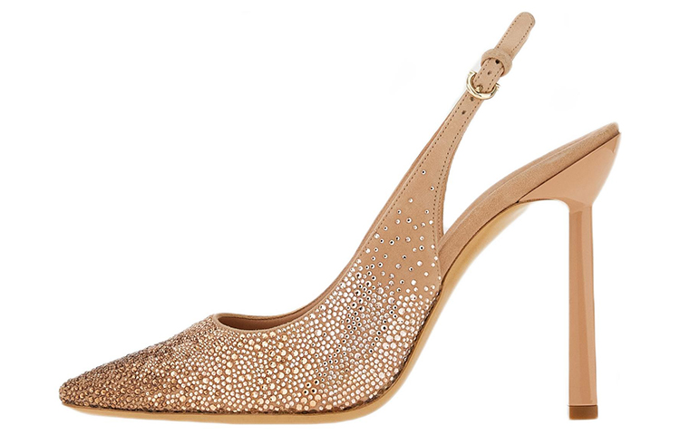 (Women) FERRAGAMO Jessie Crystal-Embellished Slingback Pumps Bone 'Beige' 01E581-758566