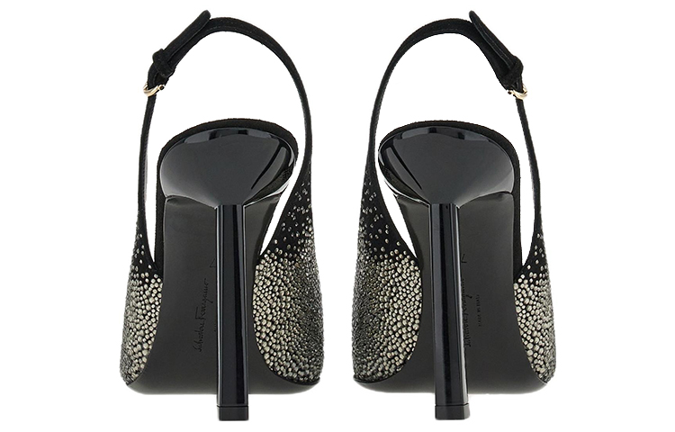 (W) FERRAGAMO Salvatore Leather Mule High Heels 'Black Buckle' 圖 4