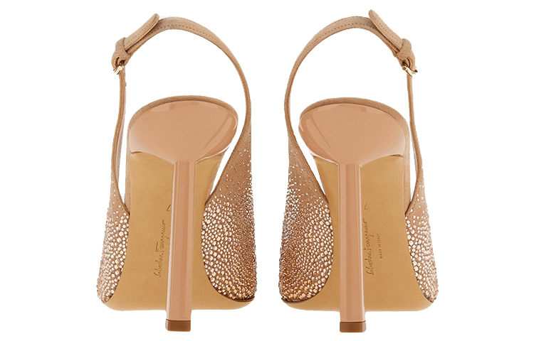 Shop (W) FERRAGAMO Salvatore Tumit Tinggi Kulit Mule 'Coklat dengan Gesper' 01E581-758566