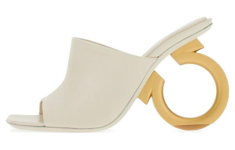 (W) FERRAGAMO Salvatore Leather Open-Toe Slide 'Ivory'