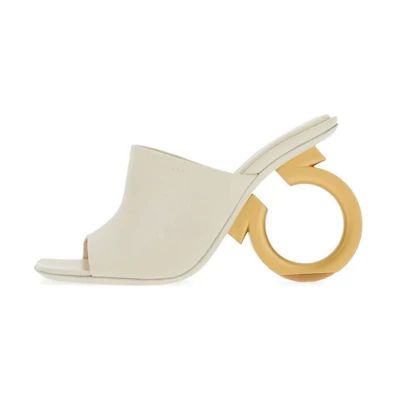 (W) FERRAGAMO Salvatore Leather Open-Toe Slide 'Ivory'