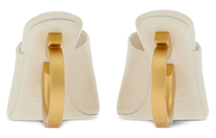 (W) FERRAGAMO Salvatore Leather Open-Toe Slide 'Ivory' 圖 3