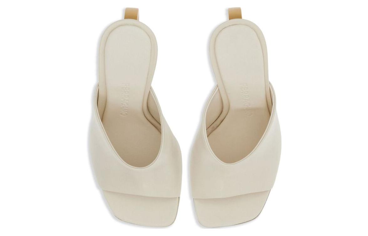 (W) FERRAGAMO Salvatore Leather Open-Toe Slide 'Ivory' 圖 4