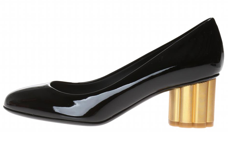 (Women) FERRAGAMO Salvatore Leather Patent Pumps 'Black Block Heel' 01M686-672733