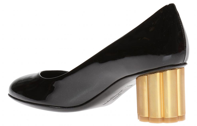 Lookbook (W) FERRAGAMO Salvatore Décolleté in Pelle Verniciata Nero Tacco Largo 01M686-672733