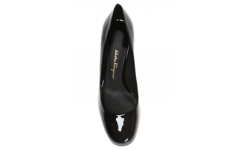 Shop (W) FERRAGAMO Salvatore Décolleté in Pelle Verniciata Nero Tacco Largo 01M686-672733
