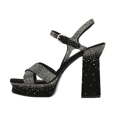 (W) FERRAGAMO Sonya Suede Platform Sandals 'Black'