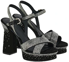 Order (W) FERRAGAMO Salvatore Slide Kulit Platform 'Kristal Gradasi Hitam Hiasan' 01E915-761473