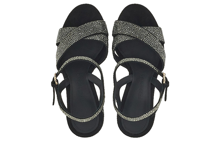 Lookbook (W) FERRAGAMO Salvatore Slide Kulit Platform 'Kristal Gradasi Hitam Hiasan' 01E915-761473