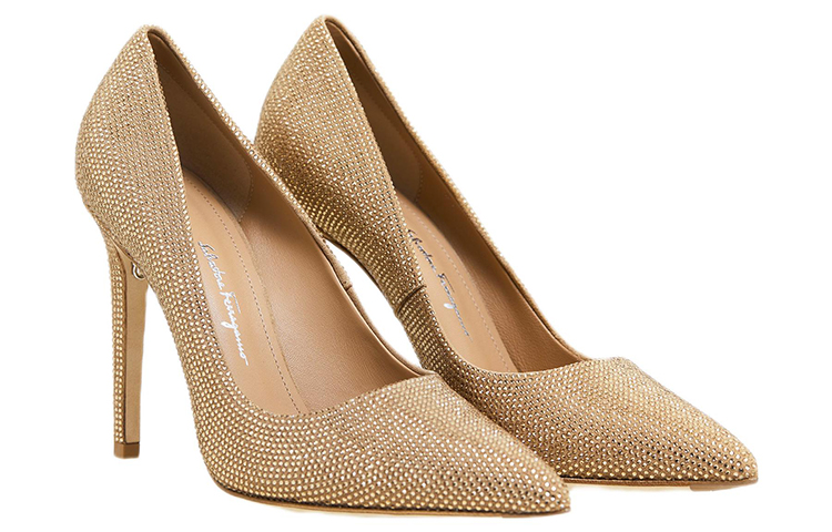 Order (W) FERRAGAMO Salvatore 金色尖头皮革高跟鞋 01D270-999044