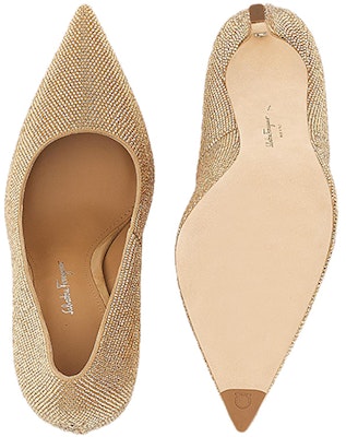(Women) FERRAGAMO Salvatore Leather Pointed Toe Pump 'Gold' 01D270-999044 Purchase (Women) FERRAGAMO Salvatore Leather Pointed Toe Pump 'Gold' 01D270-999044