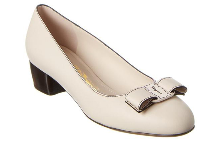 (W) FERRAGAMO Salvatore Leather Pump 'Elegant Round Toe White' 圖 2