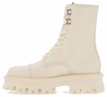 (Women) FERRAGAMO Salvatore Leather Round-Toe Lace-Up Chunky Sole Short Boots 'Beige' 01F701-763844 (Women) FERRAGAMO Salvatore Leather Round-Toe Lace-Up Chunky Sole Short Boots 'Beige' 01F701-763844