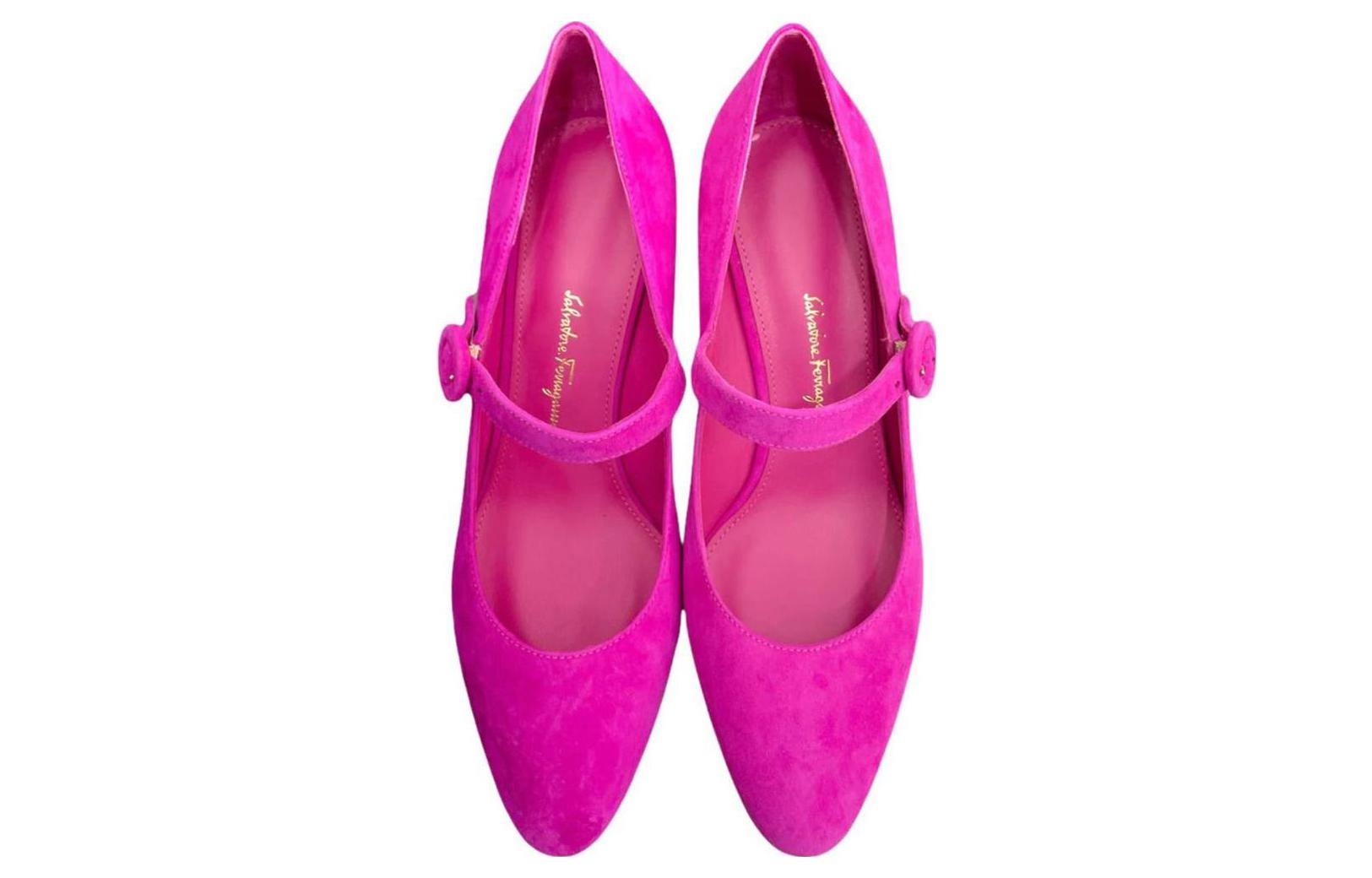 Lookbook FERRAGAMO菲拉格慕 皮革 圓頭套腳 粗跟 高跟鞋 女款 粉紅色