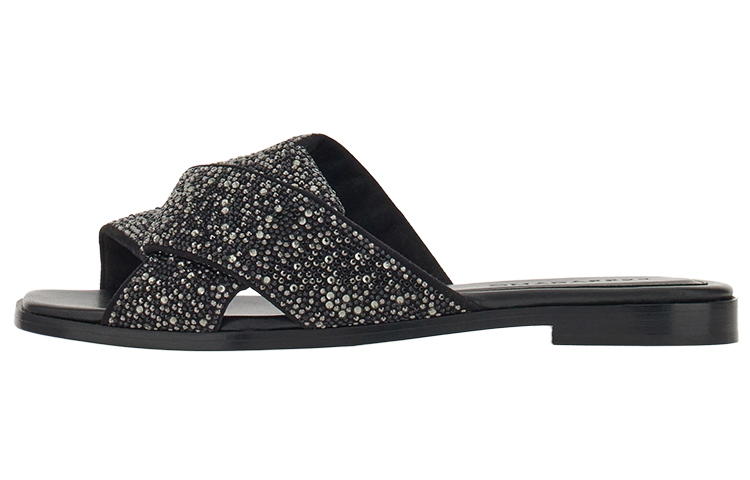 (W) FERRAGAMO Salvatore Leather Slip-On 'Crystal Bow Black'