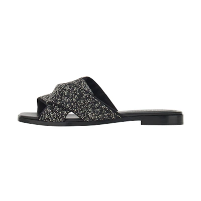 (W) FERRAGAMO Salvatore Leather Slip-On 'Crystal Bow Black'