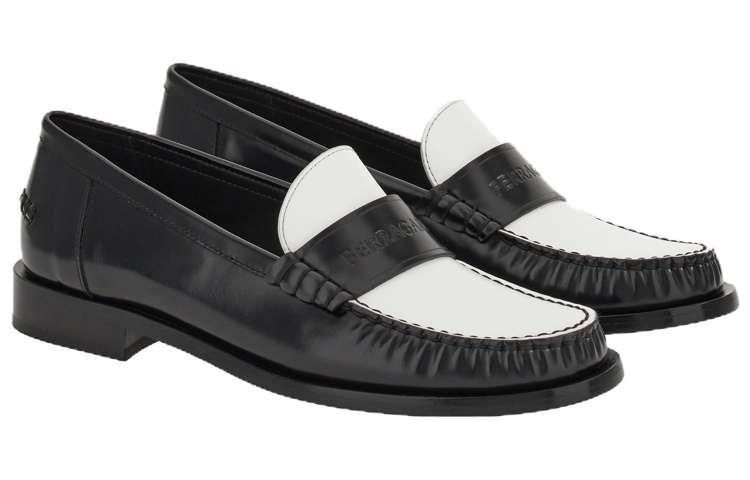 (W) FERRAGAMO Salvatore Leather Slip-On 'Simplicity Black and White' 圖 2