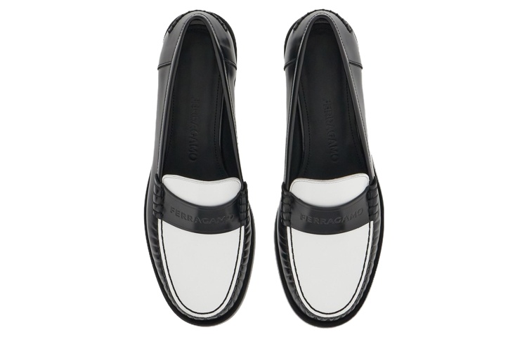(W) FERRAGAMO Salvatore Leather Slip-On 'Simplicity Black and White' 圖 3
