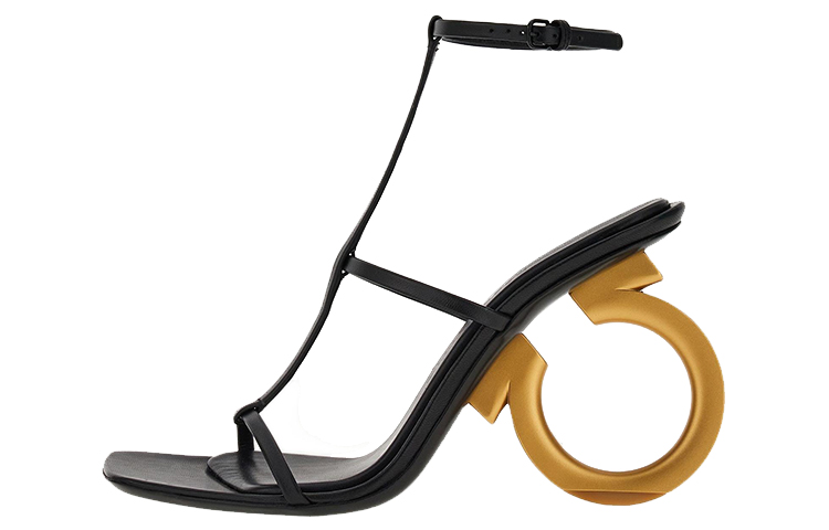(Women) FERRAGAMO Salvatore Leather Square-Toe Buckle Sandal 'Black' 01E988-760226
