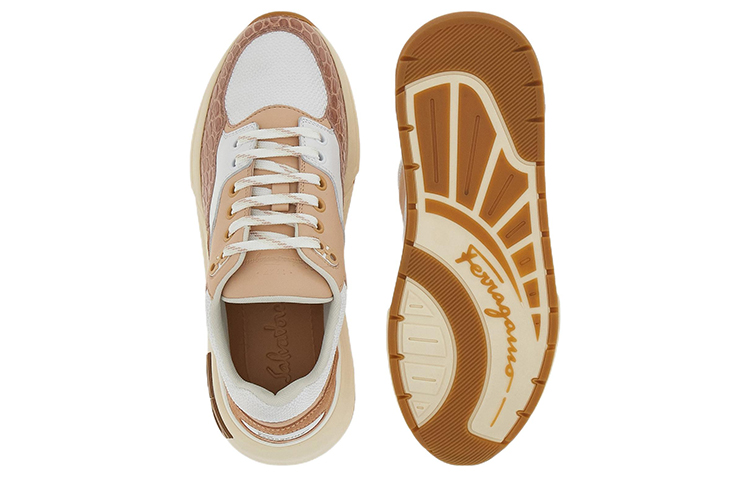Purchase (W) FERRAGAMO Salvatore Baskets Basses à Lacets ''Marron Blanc'' 030349-757649