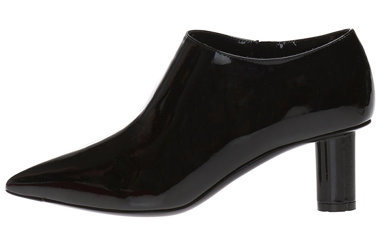 (W) FERRAGAMO Salvatore Patent Leather Ankle Boots 'Black Zip Chunky Heel'