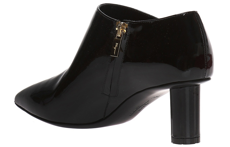 (W) FERRAGAMO Salvatore Patent Leather Ankle Boots 'Black Zip Chunky Heel' 圖 4